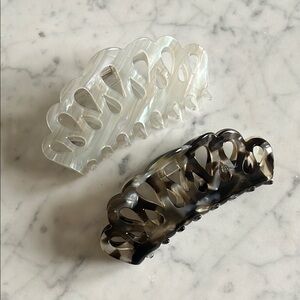 Set of 2 Anthropologie Marbled Claw Clips